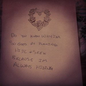 Fiona's Haiku: These are the kinds of things she writes in her room as she is trying to sleep. 